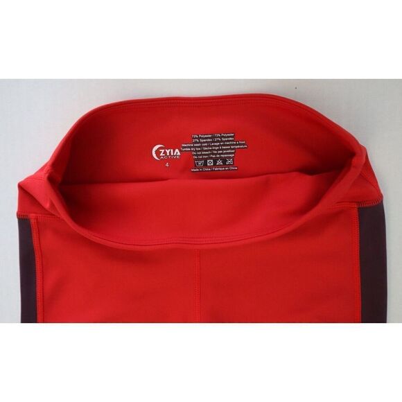 Zyia Active Women's Sz S (4) Red/Purple Stripe Capri Workout Leggings - Picture 3 of 6